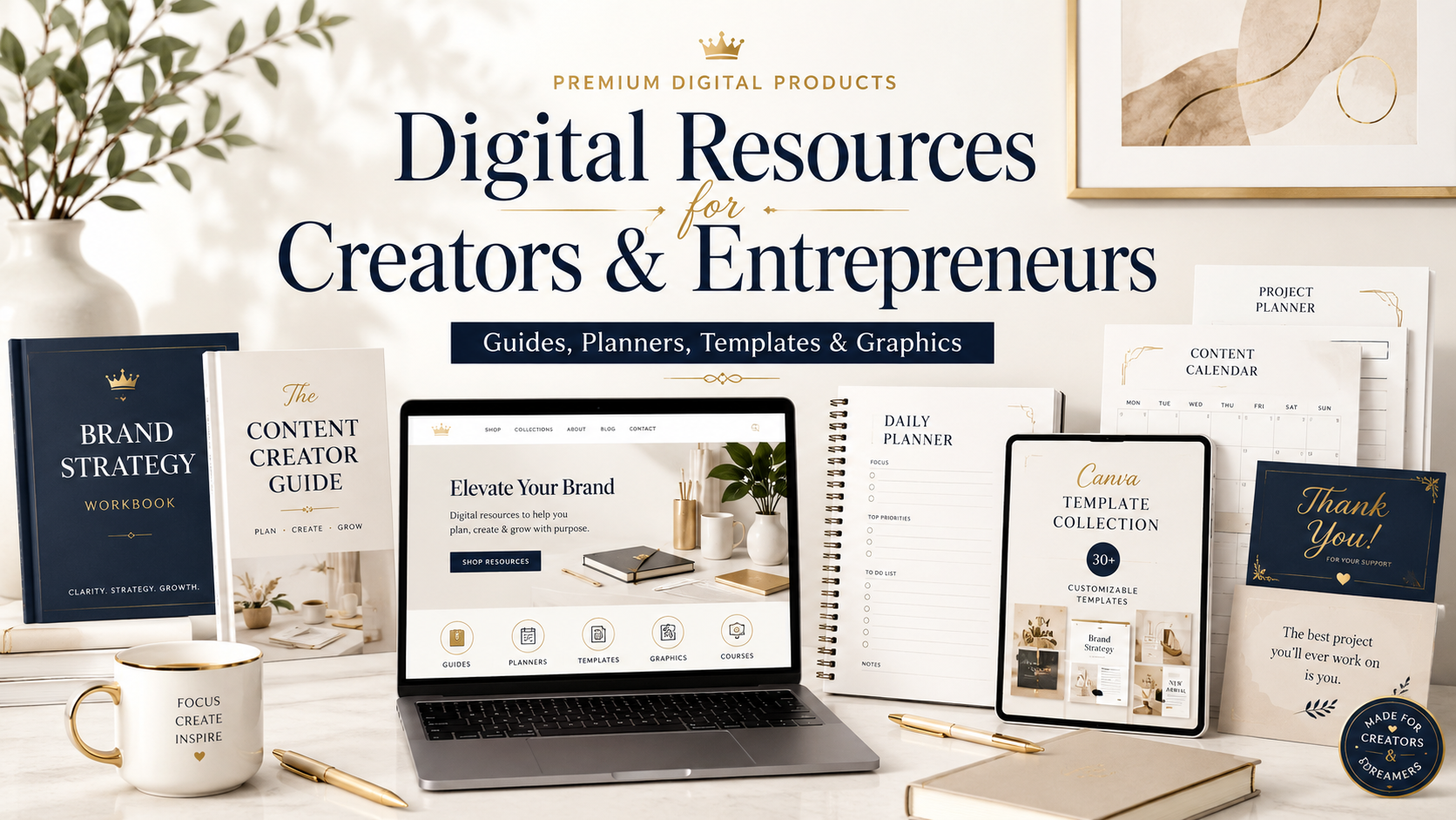 Home A bright digital workspace with planning and creative resources